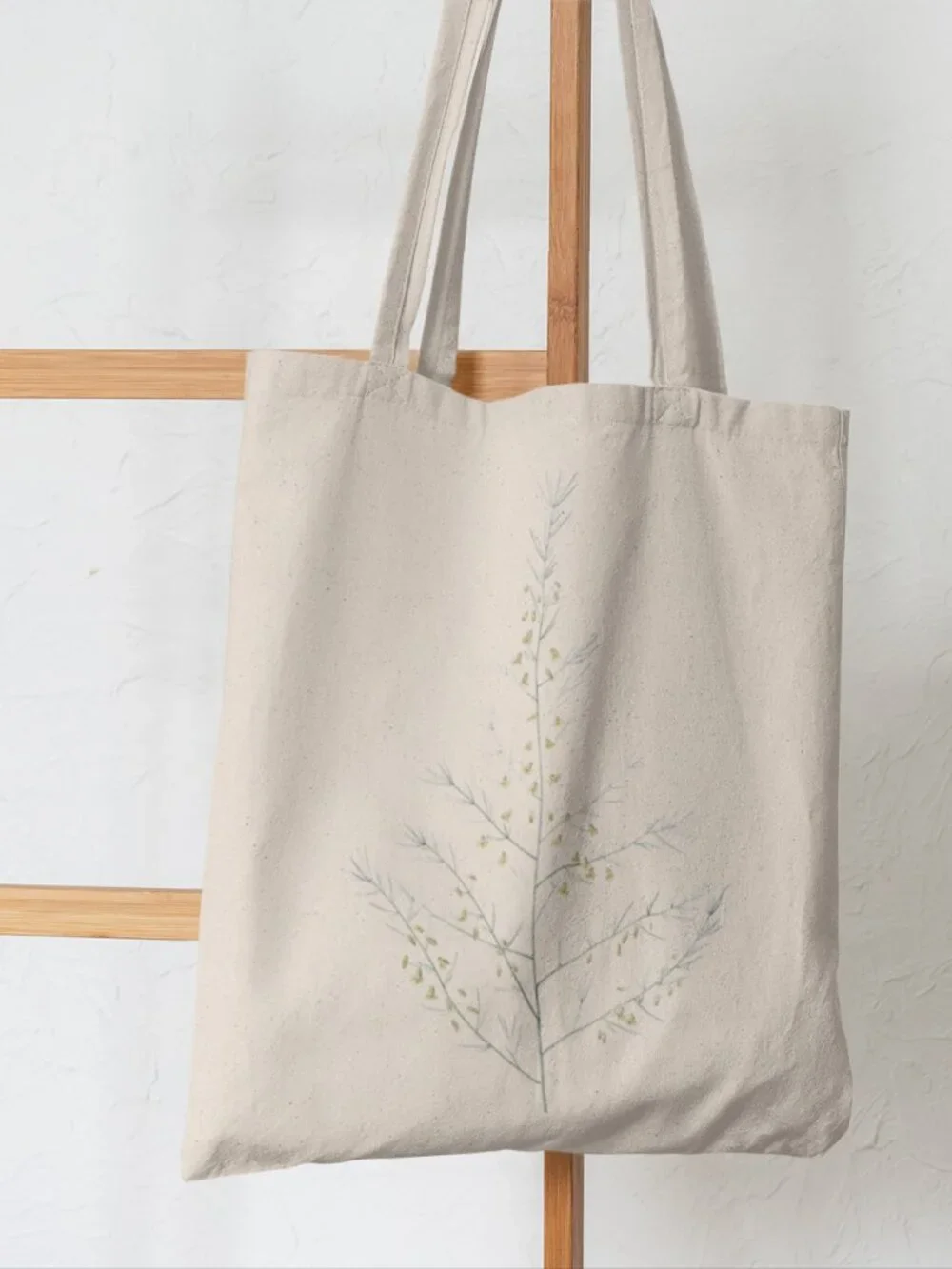 Sea Asparagus Vintage Floral Print Graphic Canvas Tote Bag
